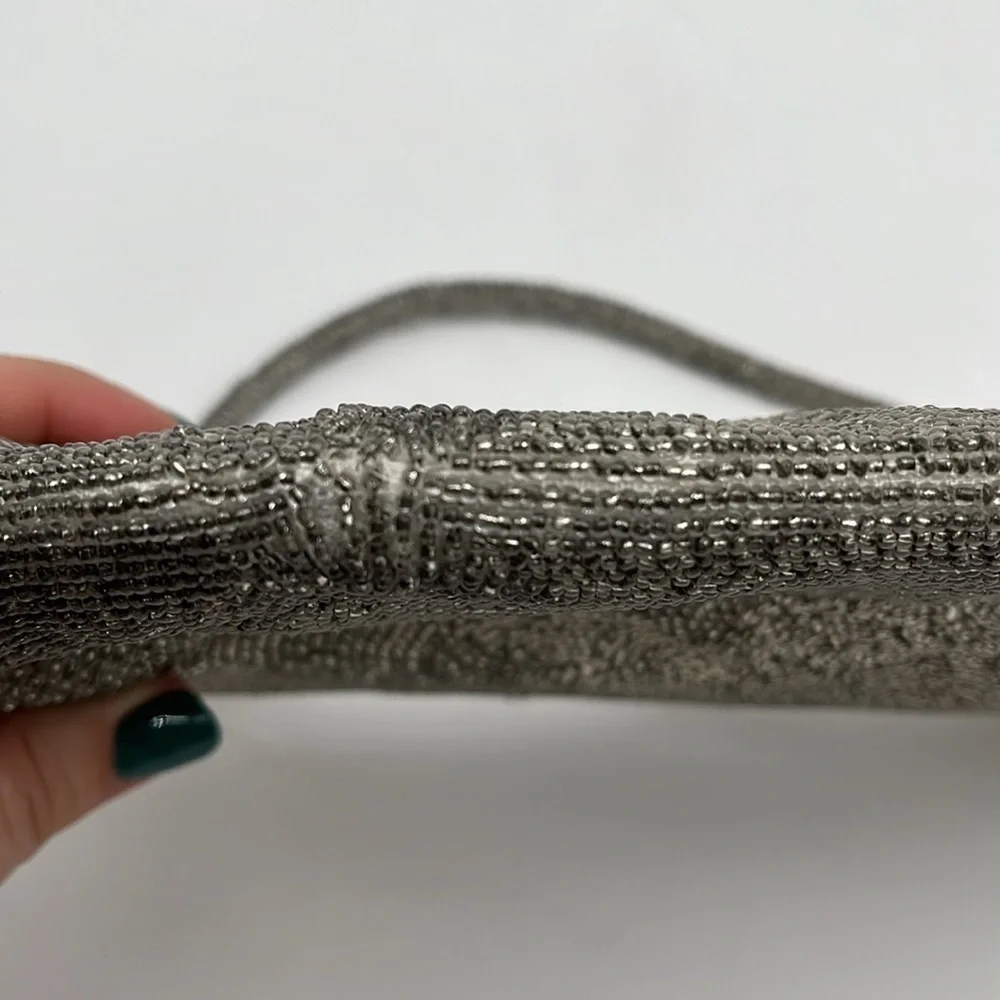 Unbranded Silver Beaded Small Wristlet Clutch